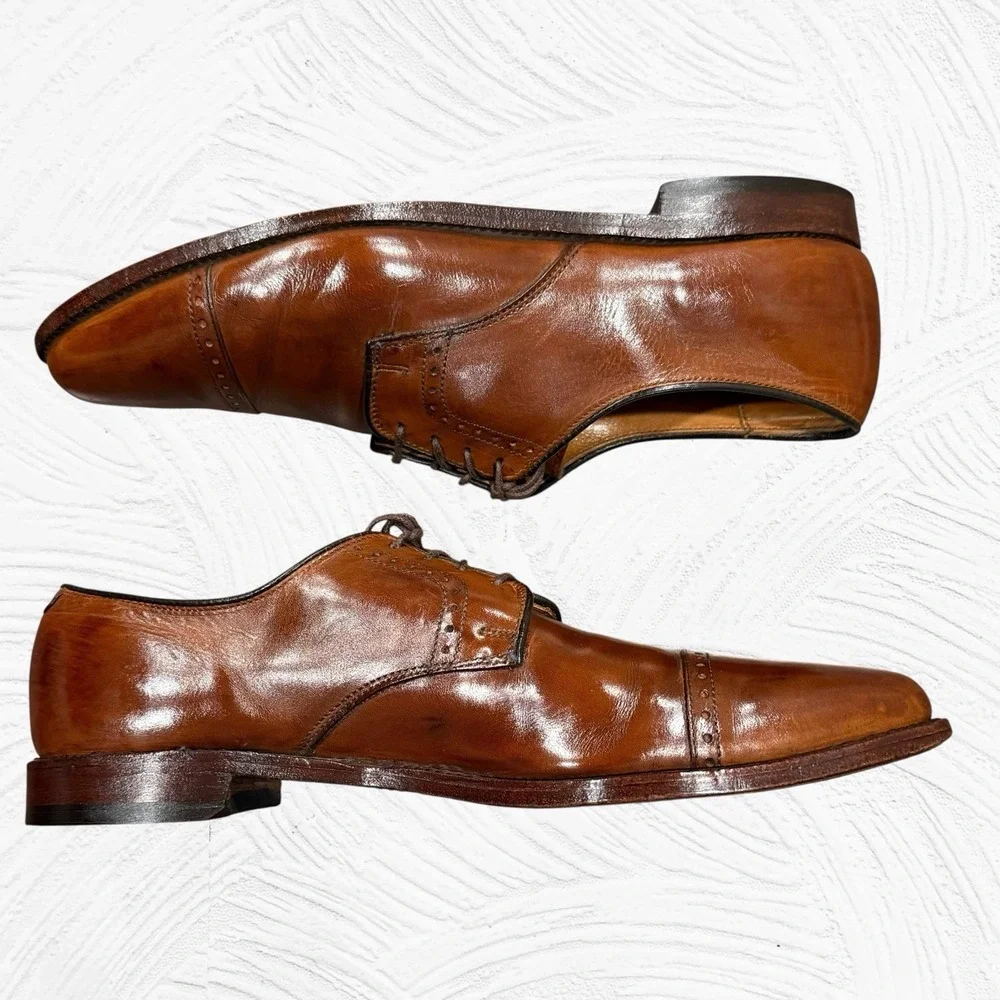Allen Edmonds Clifton Leather Cap Toe Dress Shoes Derby 12B Walnut
